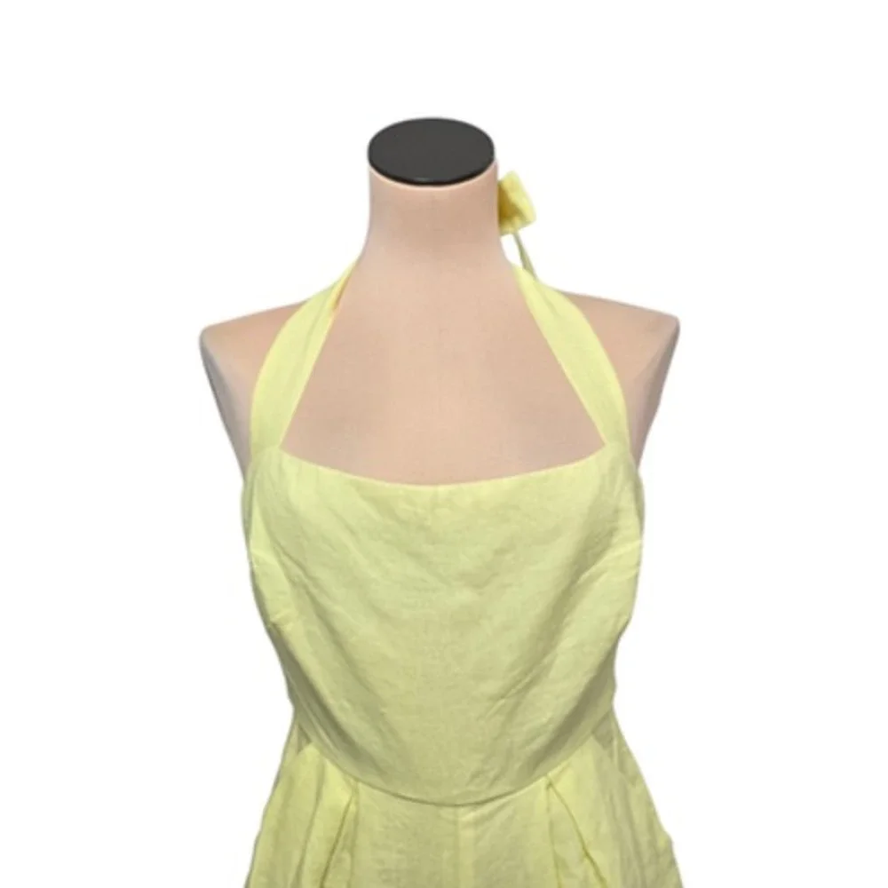 Rumer Quinn Playsuit Womens XS Yellow Linen Halter Romper Summer Jumpsuit Cotton